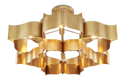 Currey & Co. Grand Lotus Large Gold Chandelier 9494