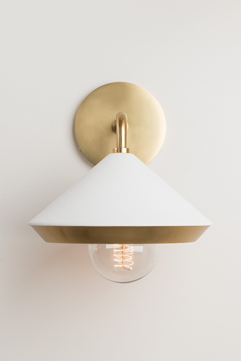 Mitzi 1 Light Wall Sconce in Aged Brass/Soft Off White H139101-AGB/WH