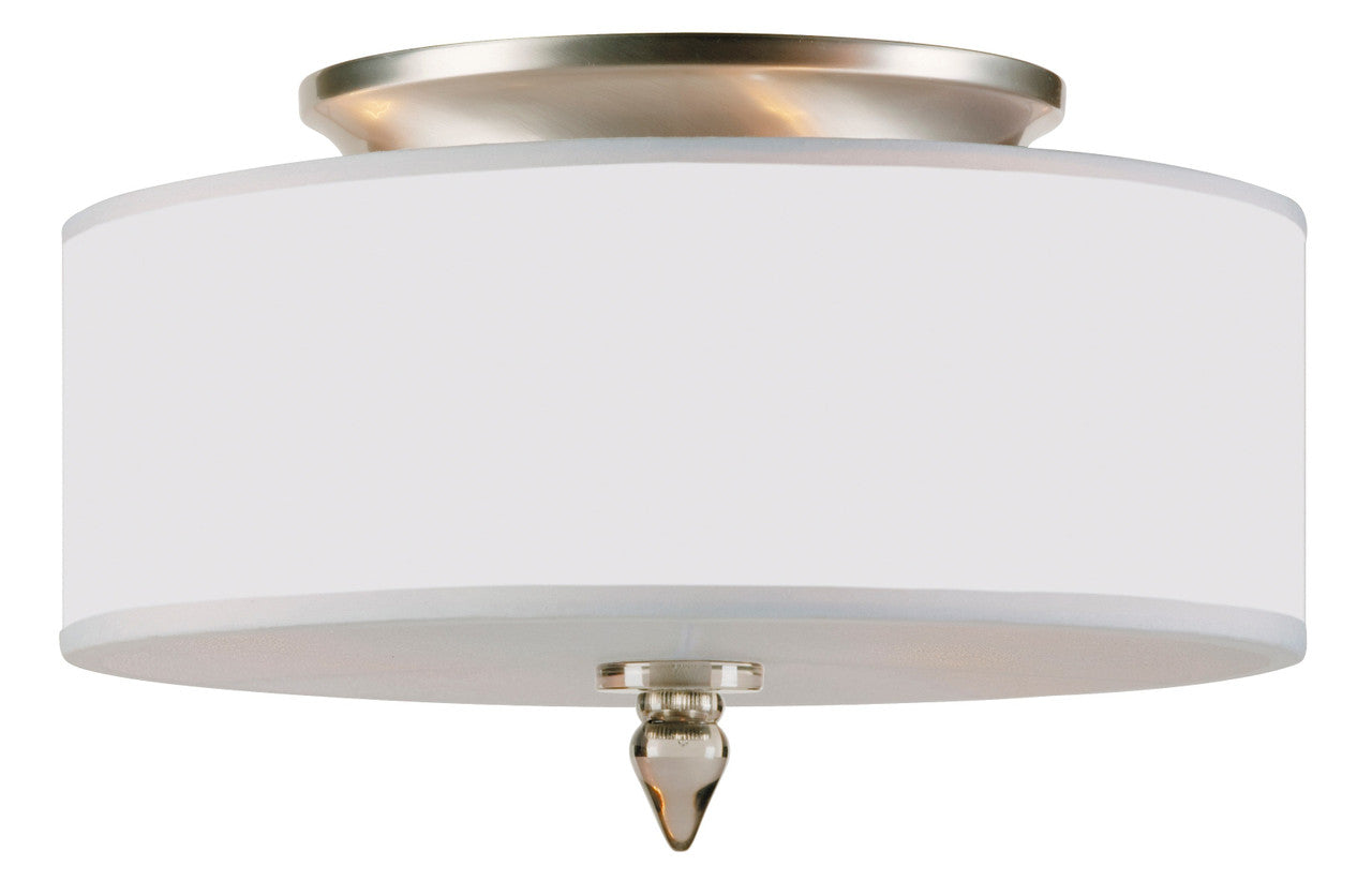 Crystorama Luxo 3 Light Drum Shade Satin Nickel Ceiling Mount 9503-SN