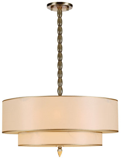 Crystorama Luxo 5 Light Drum Shade Antique Brass Chandelier 9507-AB