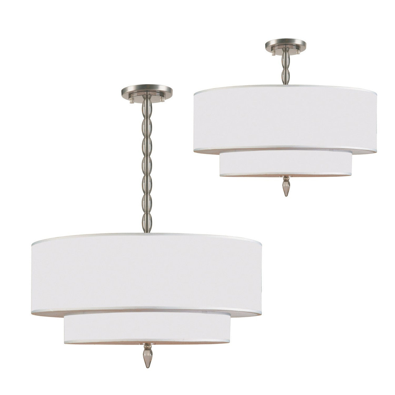 Crystorama Luxo 5 Light Drum Shade Satin Nickel Chandelier 9507-SN