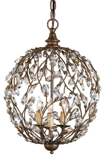 Currey & Co. Crystal Bud Gold Orb Chandelier 9652