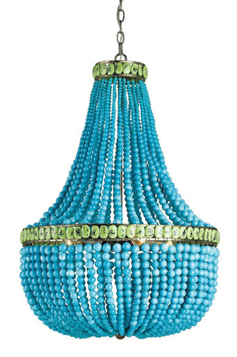 Currey & Co. Hedy Turquoise Beaded Glass Chandelier 9770