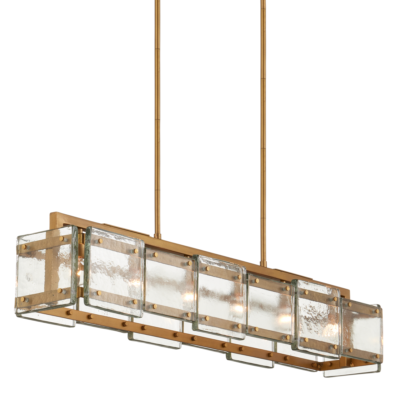 Currey & Co. Countervail 39.5" Cast Glass 6-Light Rectangular Chandelier 9000-1165