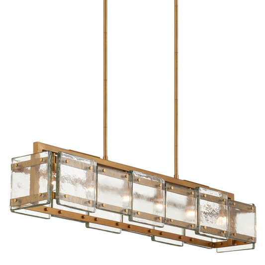 Currey & Co. Countervail 39.5" Cast Glass 6-Light Rectangular Chandelier 9000-1165