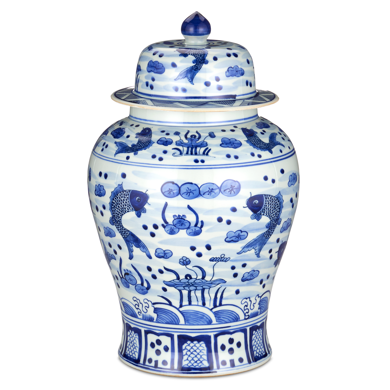 Currey & Co. South Sea Blue & White Large Temple Jar 1200-0838