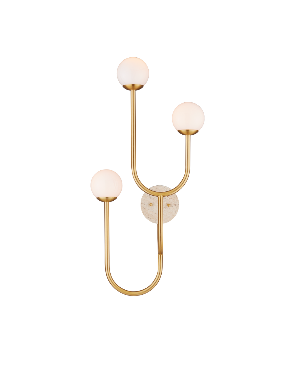 Currey & Co Highsmith Wall Sconce, Left in Brass/Natural/White 5000-0256