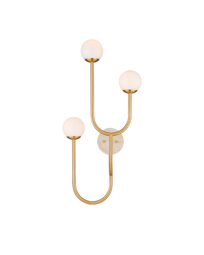 Currey & Co Highsmith Wall Sconce, Left in Brass/Natural/White 5000-0256