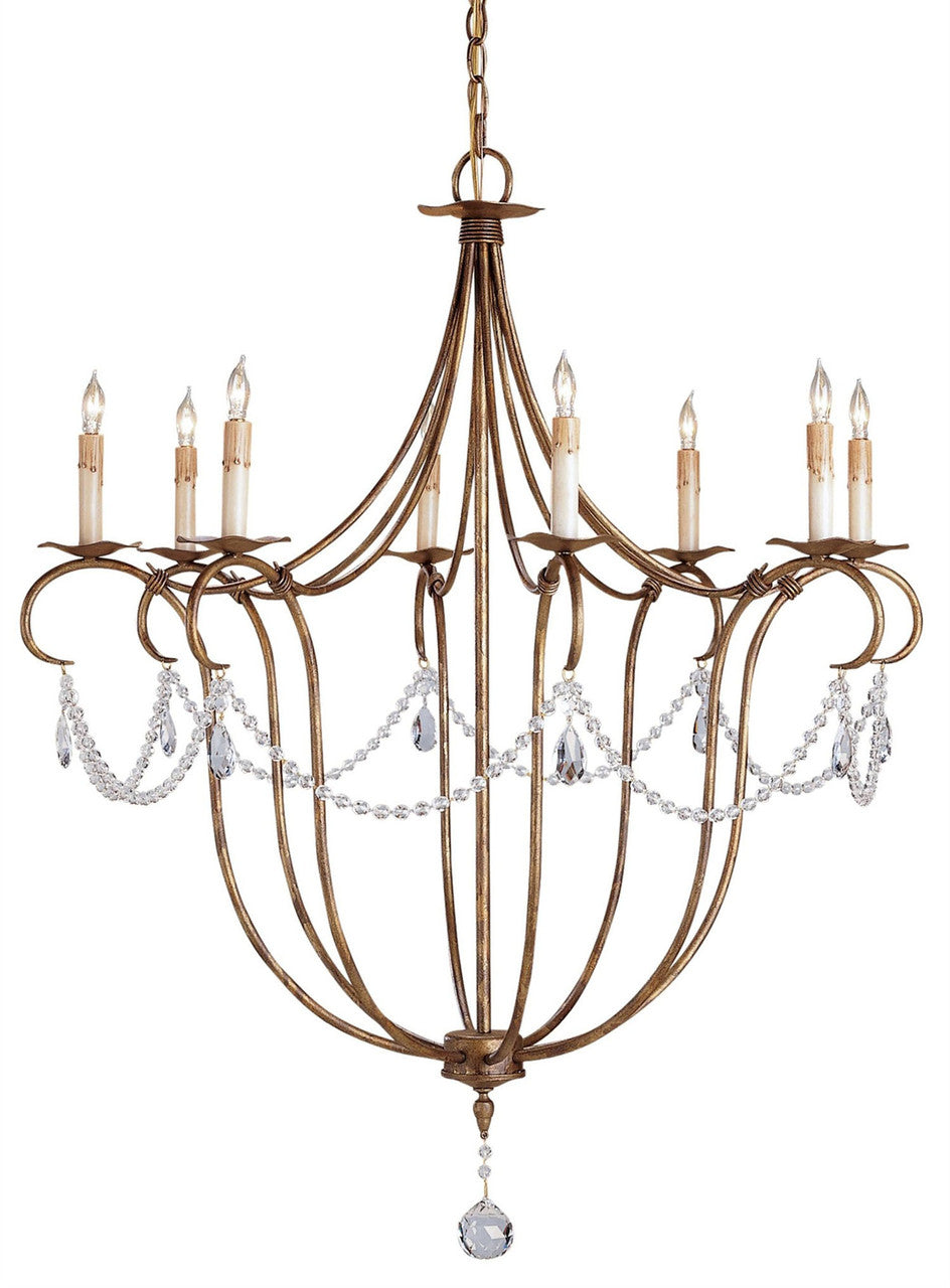 Currey & Co. Crystal Lights Gold Large Chandelier 9881