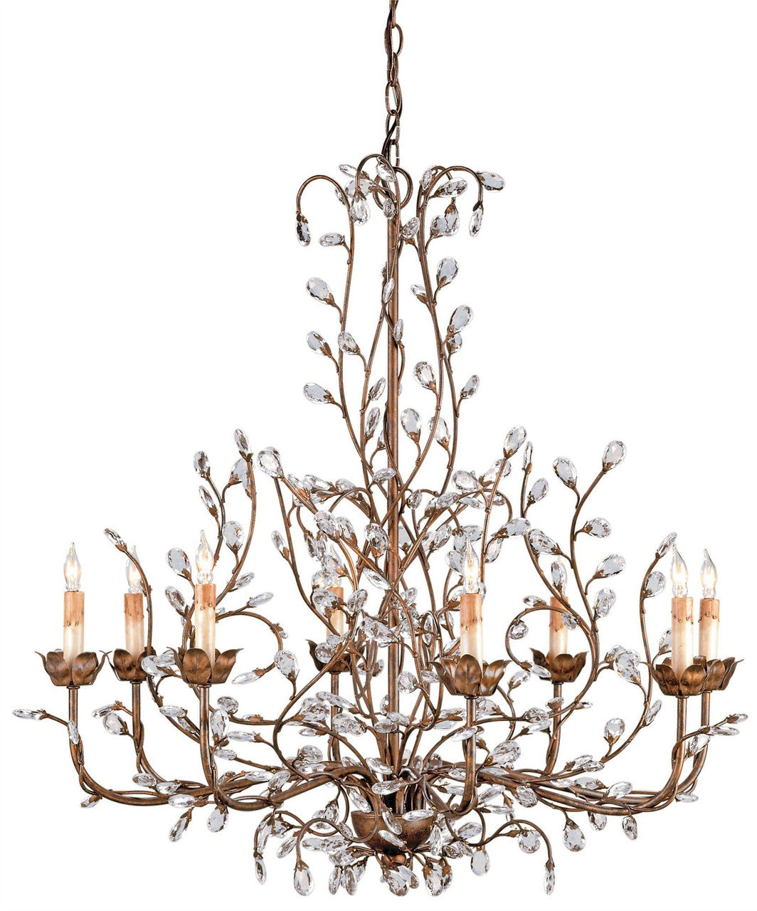 Currey & Co. Crystal Bud Cupertino Large Chandelier 9884