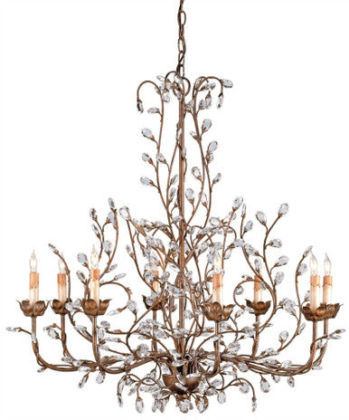 Currey & Co. Crystal Bud Large Gold Chandelier 9884