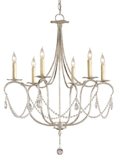 Currey & Co. Crystal Lights Small Silver Chandelier 9890