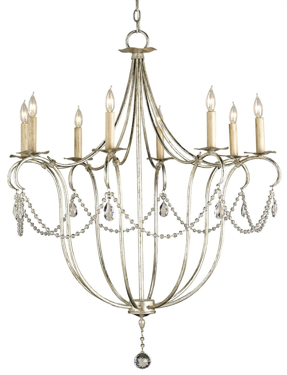 Currey & Co. Crystal Lights Silver Large Chandelier 9891