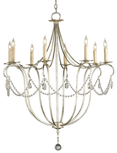 Currey & Co. Crystal Lights Large Silver Chandelier 9891