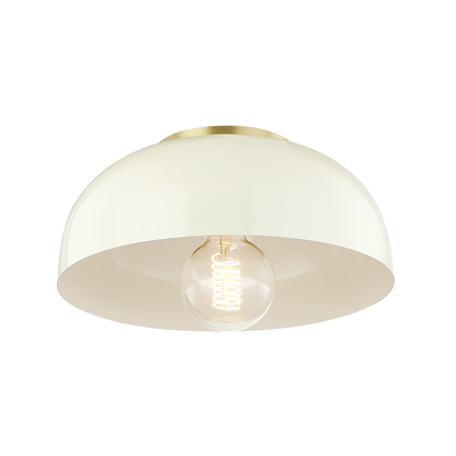 Mitzi 1 Light Flush Mount in Aged Brass/Cream H199501S-AGB/CR