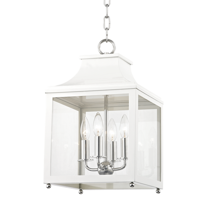 Mitzi 4 Light Lantern in Polished Nickel/White H259704S-PN/WH