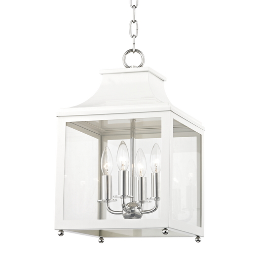 Mitzi 4 Light Lantern in Polished Nickel/White H259704S-PN/WH