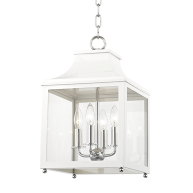 Mitzi 4 Light Lantern in Polished Nickel/White H259704S-PN/WH