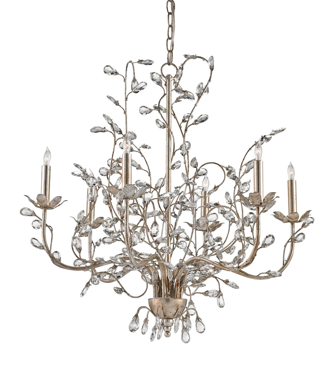 Currey & Co. Crystal Bud Medium Silver Chandelier 9973