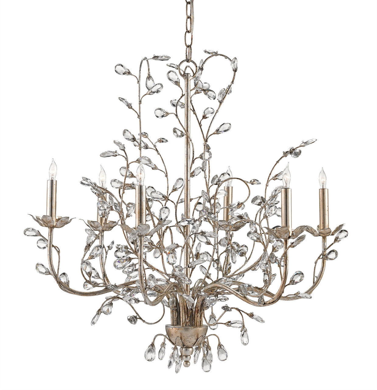 Currey & Co. Crystal Bud Silver Medium Chandelier 9973