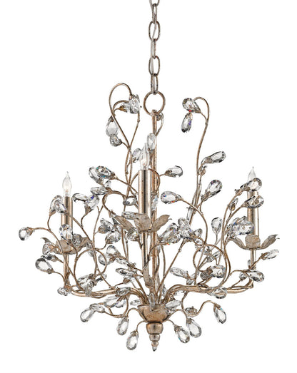 Currey & Co. Crystal Bud Small Silver Chandelier 9974