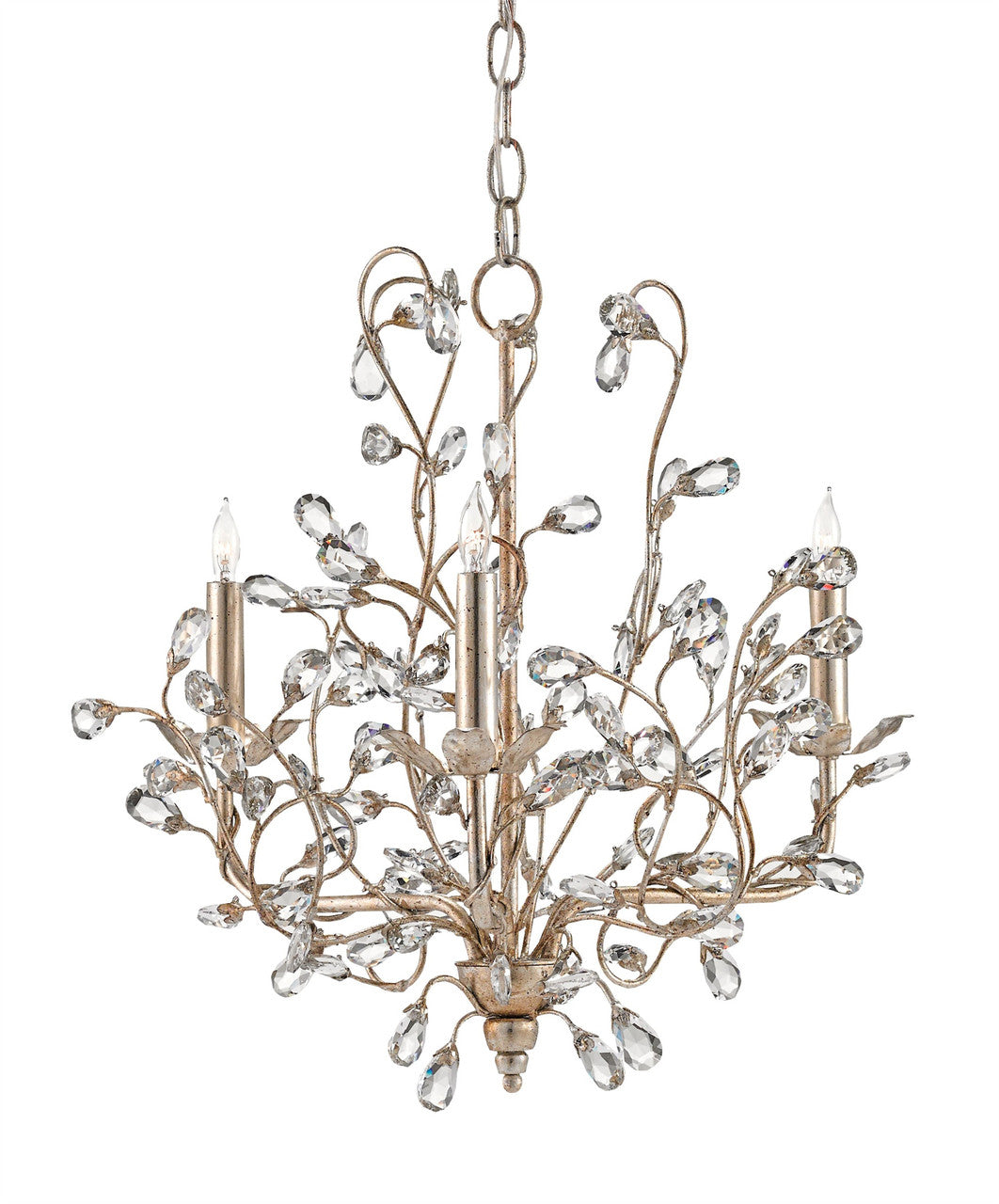 Currey & Co. Crystal Bud Silver Small Chandelier 9974