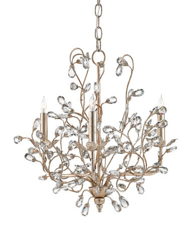 Currey & Co. Crystal Bud Small Silver Chandelier 9974