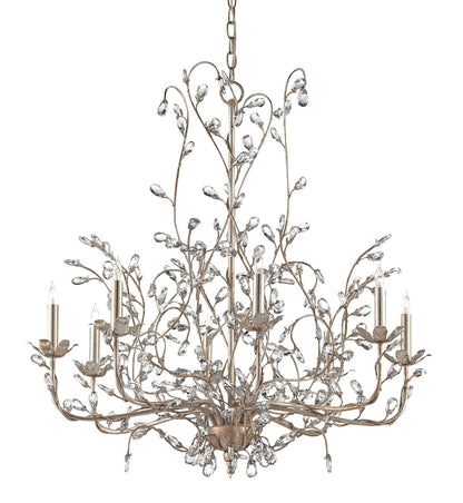 Currey & Co. Crystal Bud Large Silver Chandelier 9975