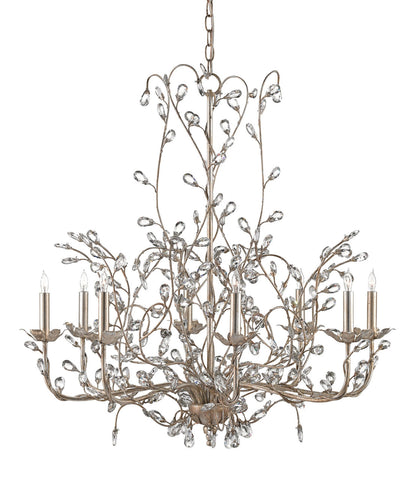 Currey & Co. Crystal Bud Silver Large Chandelier 9975