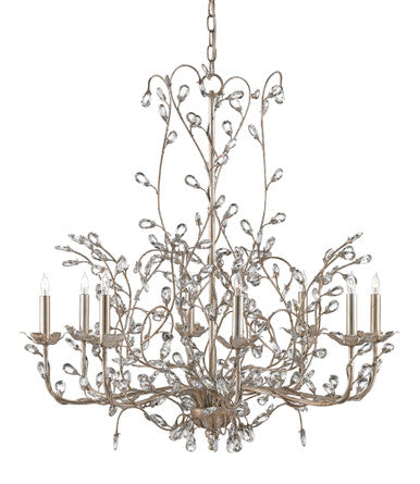 Currey & Co. Crystal Bud Large Silver Chandelier 9975