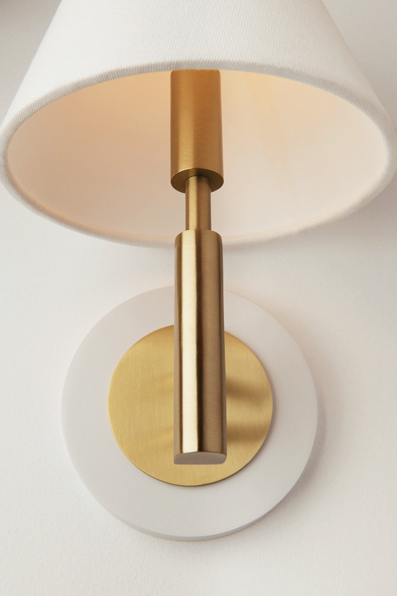 Mitzi 1 Light Wall Sconce in Aged Brass/Soft Off White H264101-AGB/WH