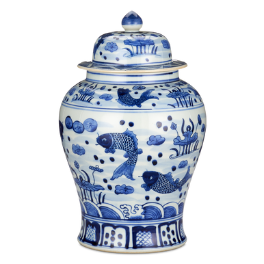 Currey & Co. South Sea Blue & White Medium Temple Jar 1200-0839