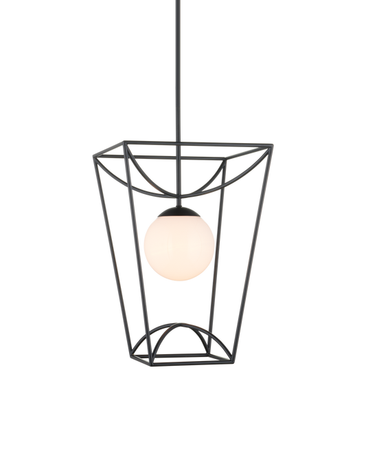 Currey & Co Rochefort Small Lantern in Black/White 9500-0011