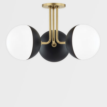 Mitzi 3 Light Semi Flush in Aged Brass/Black H344603-AGB/BK