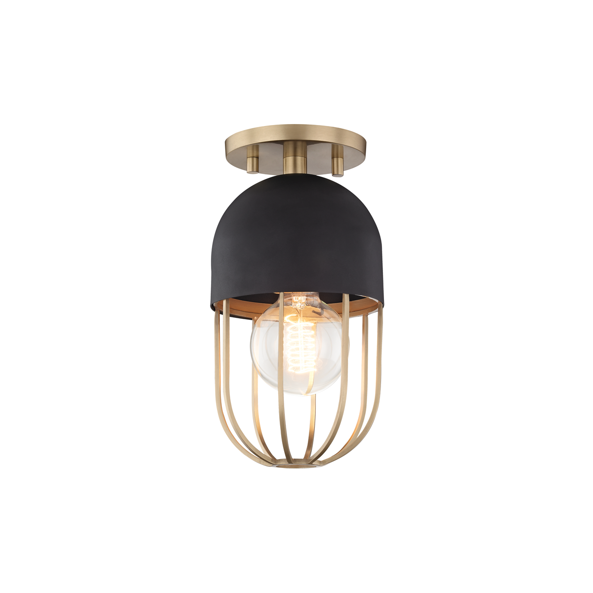 Mitzi 1 Light Semi Flush in Aged Brass/Black H145601-AGB/BK