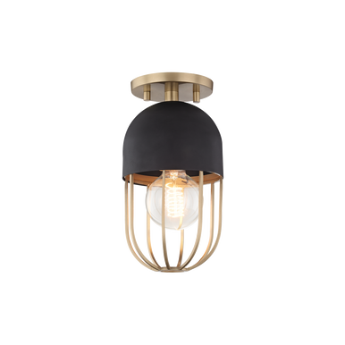 Mitzi 1 Light Semi Flush in Aged Brass/Black H145601-AGB/BK