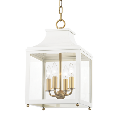 Mitzi 4 Light Lantern in Aged Brass/Soft Off White H259704S-AGB/WH