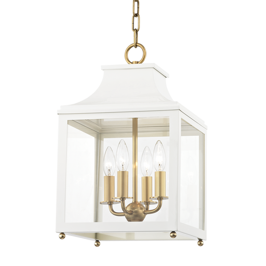 Mitzi 4 Light Lantern in Aged Brass/Soft Off White H259704S-AGB/WH