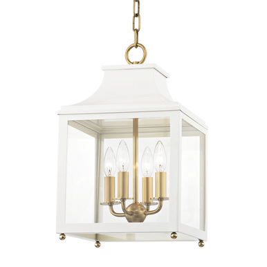 Mitzi 4 Light Lantern in Aged Brass/Soft Off White H259704S-AGB/WH