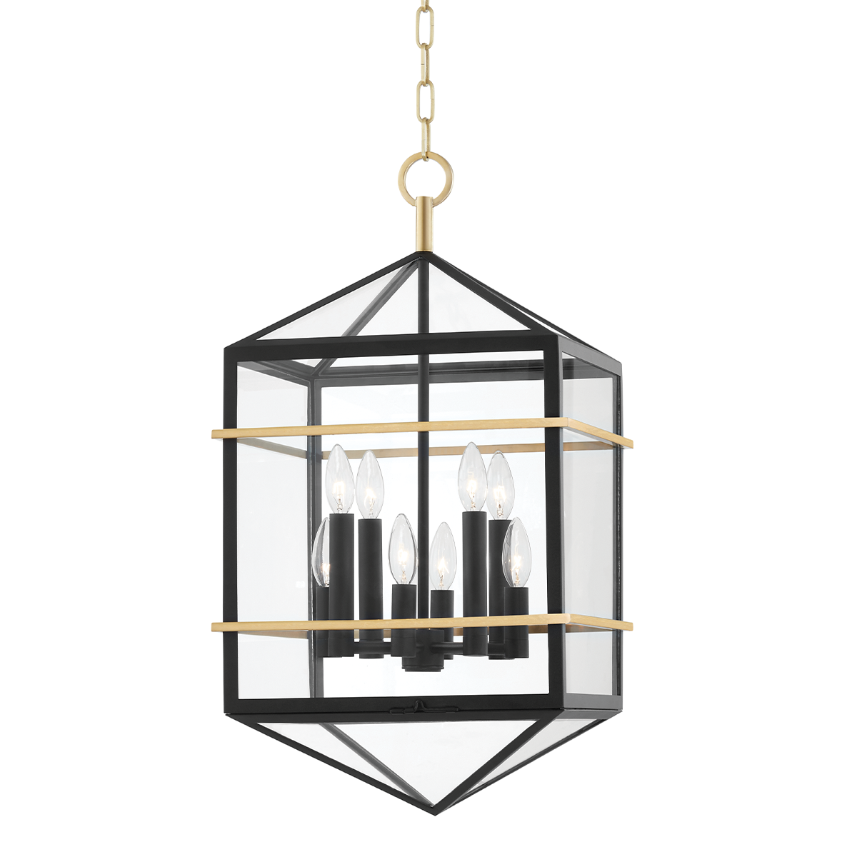 Hudson Valley Lighting Bedford Hills Lantern in Aged Brass/black 9015-AGB/BK