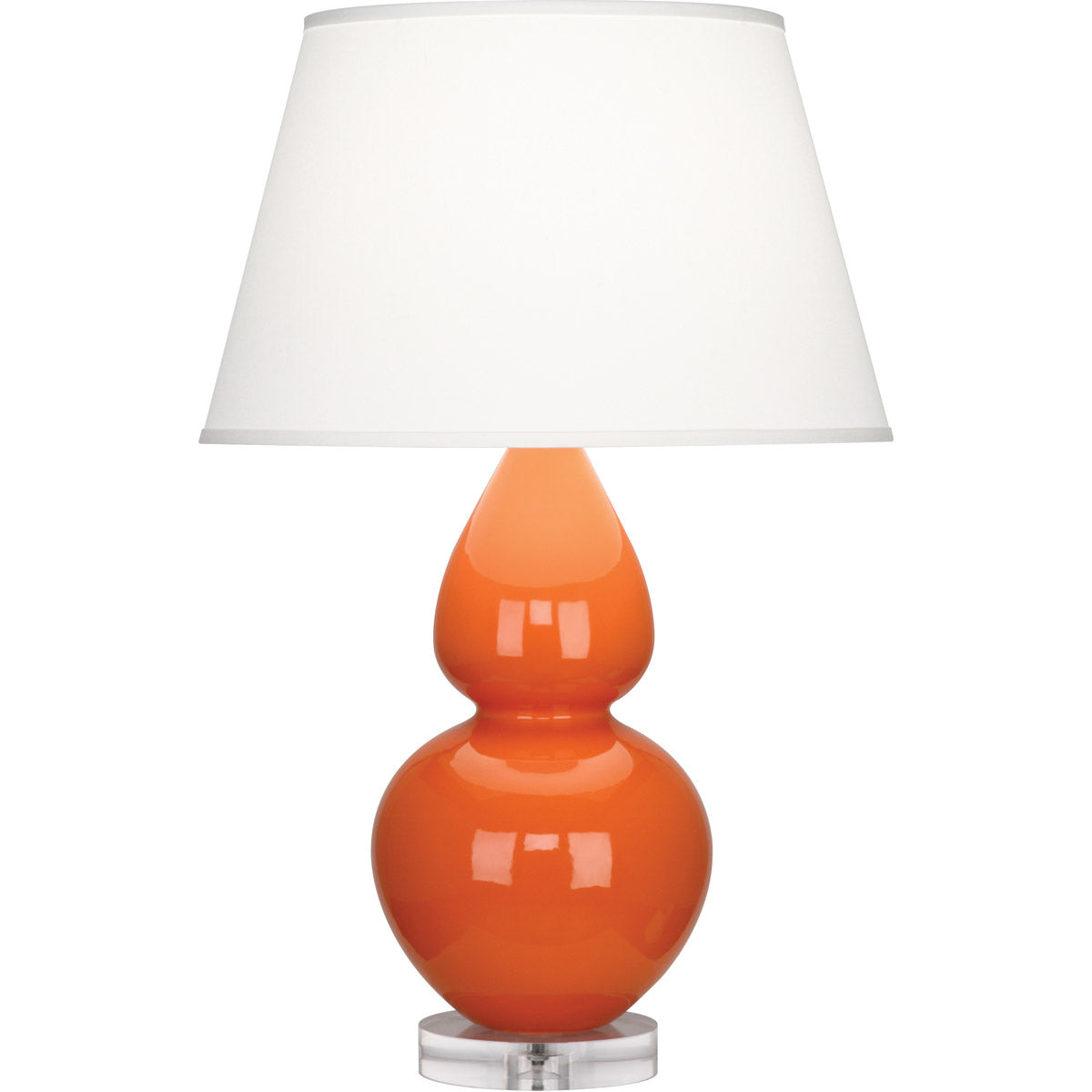 Robert Abbey  Pumpkin Double Gourd Table Lamp in Pumpkin Glazed Ceramic with Lucite Base A675X