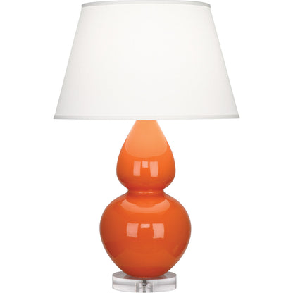 Robert Abbey  Pumpkin Double Gourd Table Lamp in Pumpkin Glazed Ceramic with Lucite Base A675X