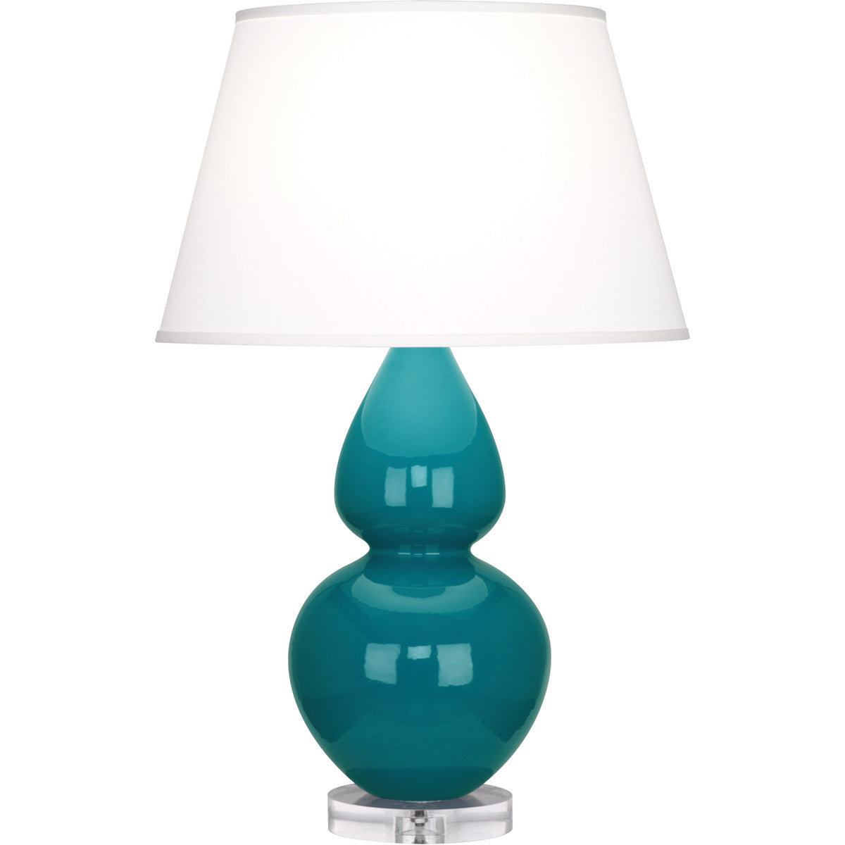 Robert Abbey  Peacock Double Gourd Table Lamp in Peacock Glazed Ceramic with Lucite Base A753X