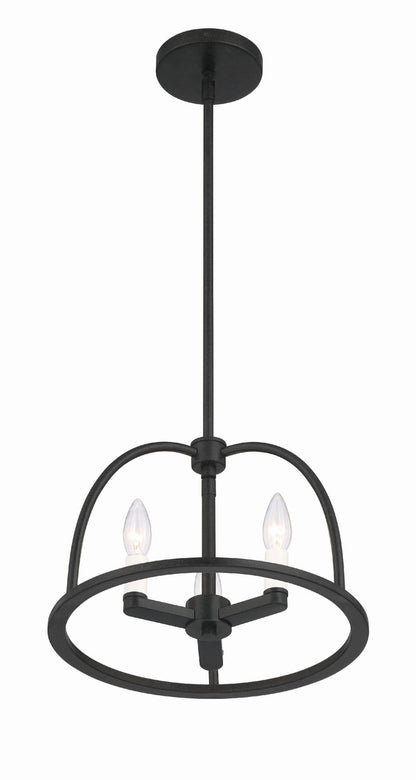 Crystorama Abbott 3 Light Black Chandelier ABB-3003-BK