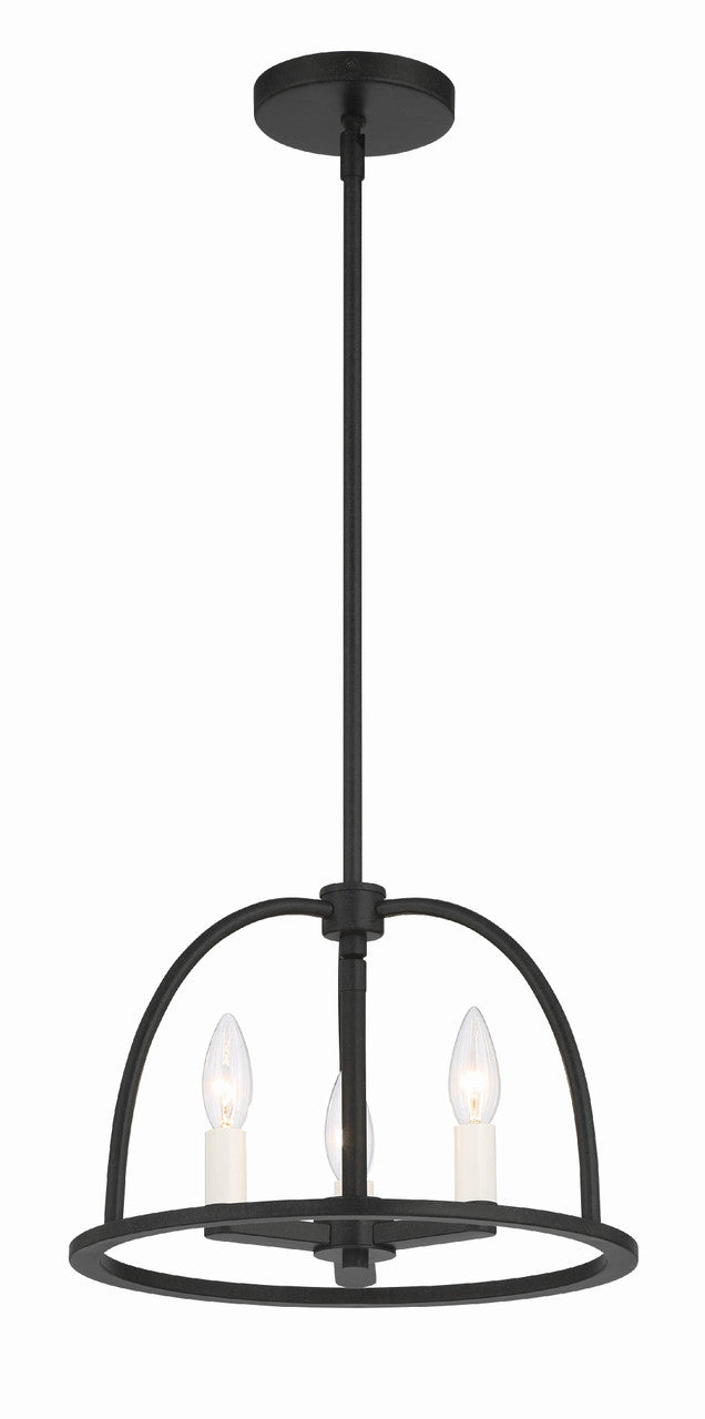 Crystorama Abbott 3 Light Black Chandelier ABB-3003-BK