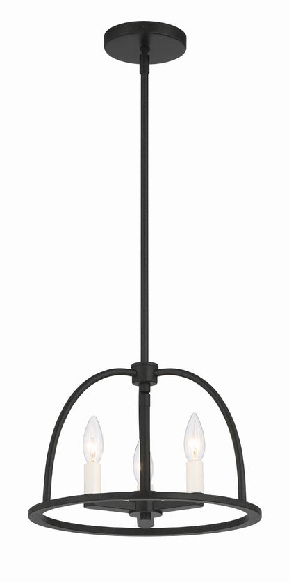 Crystorama Abbott 3 Light Black Chandelier ABB-3003-BK