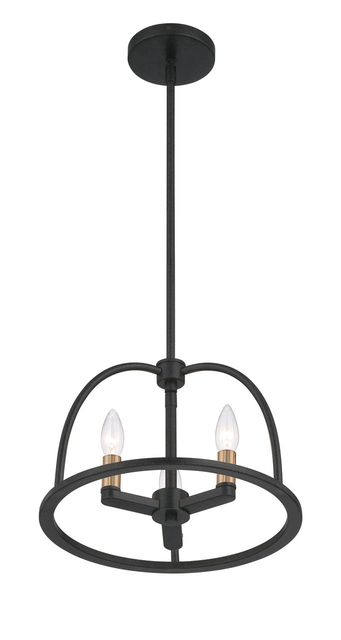 Crystorama Abbott 3 Light Black Chandelier ABB-3003-BK