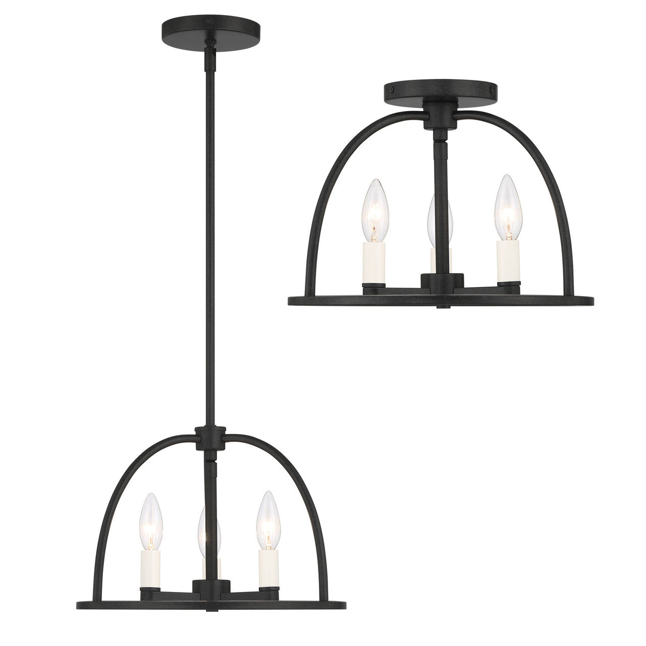 Crystorama Abbott 3 Light Black Ceiling Mount ABB-3003-BK_CEILING