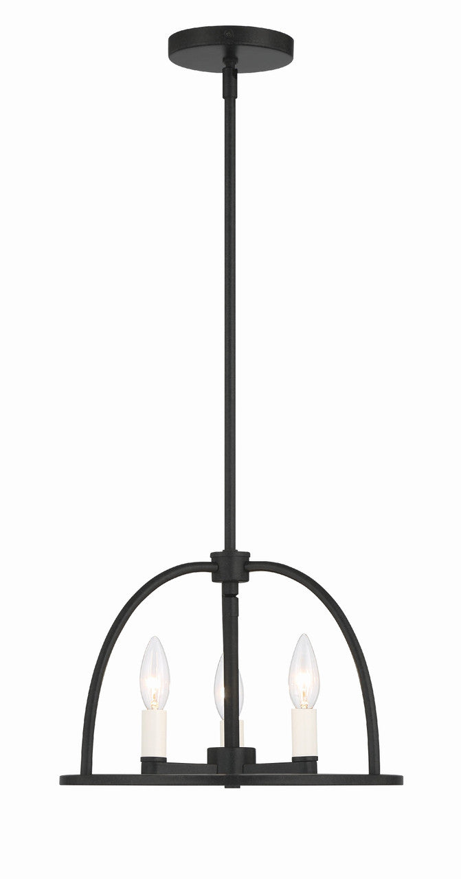 Crystorama Abbott 3 Light Black Chandelier ABB-3003-BK