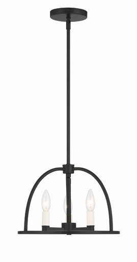 Crystorama Abbott 3 Light Black Chandelier ABB-3003-BK